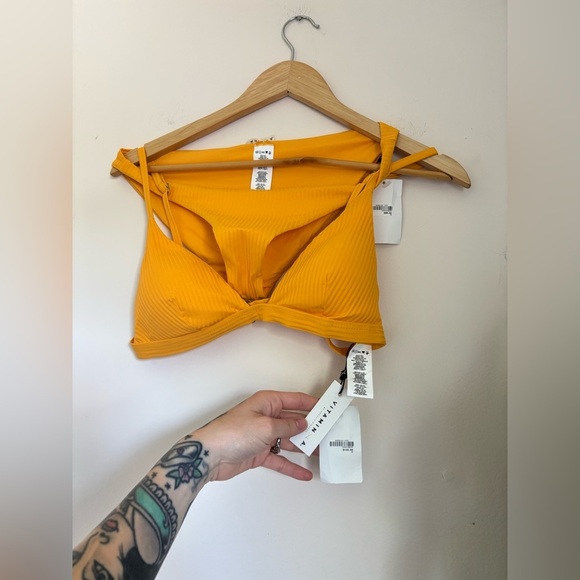 Vitamin A “Moss Bikini” Top & Bottom in Creamsicle EcoRib - Picture 4 of 9